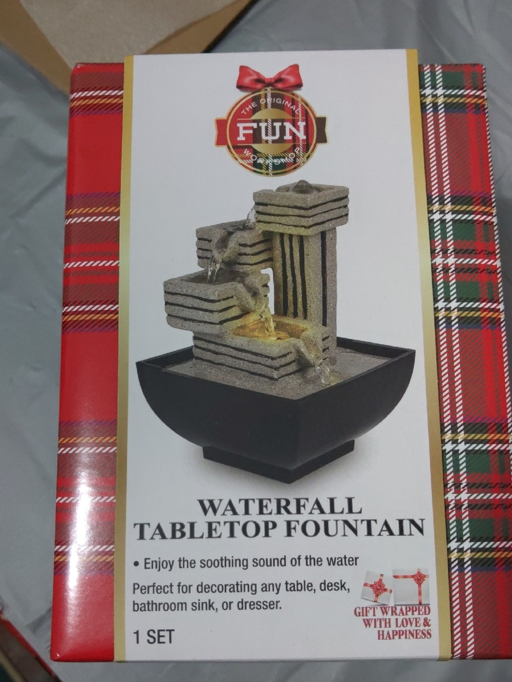 Waterfall Tabletop Fountain - Black & Stone